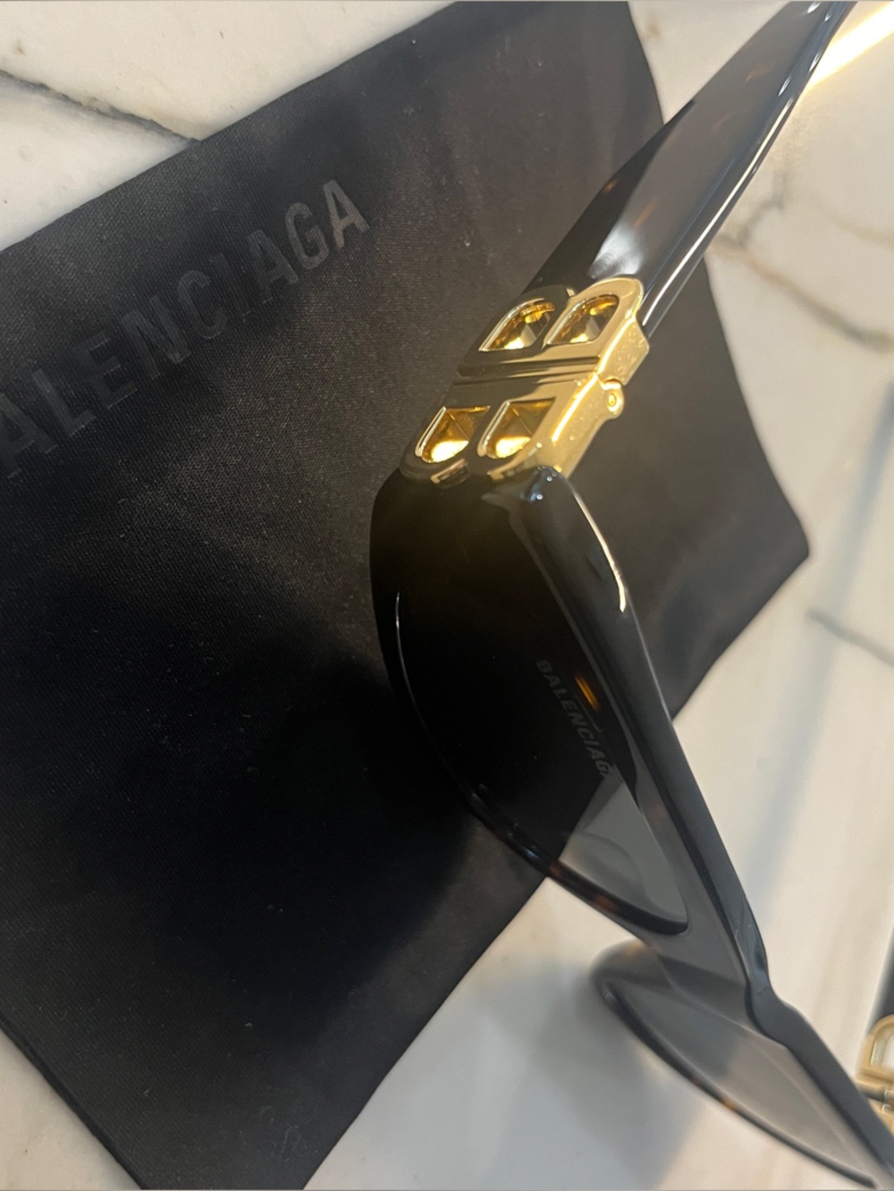 Balenciaga Black Sunglasses with Gold BB Hardware BBOO95S